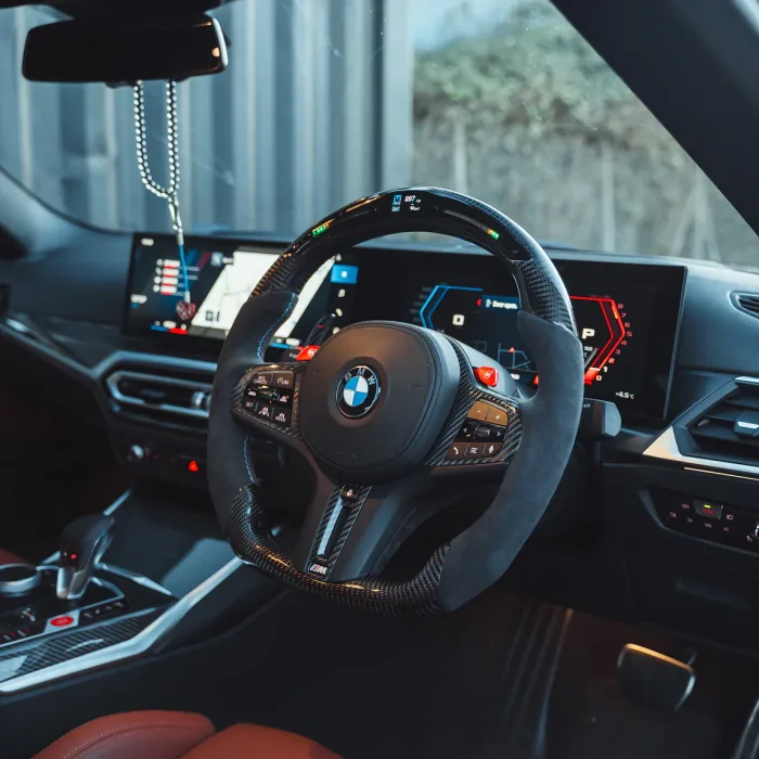 BMW Gxx CARBON FIBRE / ALCANTARA LED FLAT BOTTOM STEERING WHEEL - Image 2